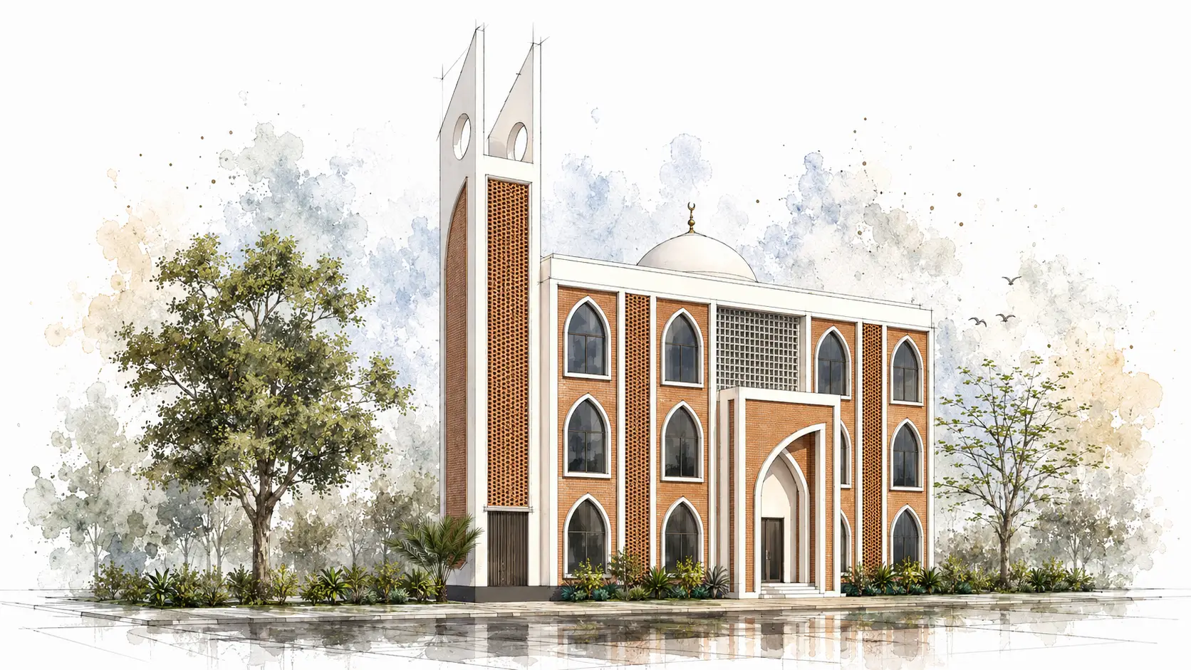 Prayer hall exterior architecture by Sthapon Architects